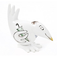 Spaßvogel niederblickend, Spaßvogel, farbig, Motiv Tourist (Urlauber, Weltenbummler)