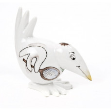 Spaßvogel niederblickend, Spaßvogel, farbig, Motiv Tennisspieler