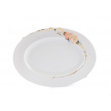 Platte, oval, Begonie, farbig, Goldstrukturen, wei&szlig;er Rand, L 35 cm