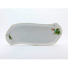 Platte, eckig, Sommerwiese, bunt, Goldrand, L 43 cm