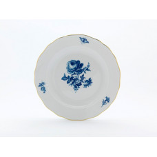 Speiseteller, Blumenbukett, kobaltblau, Goldrand, Aquatinta, ø 25 cm