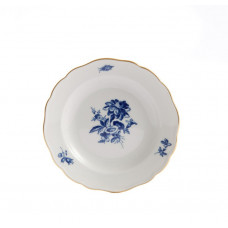 Teller, Blumenbukett, kobaltblau, Goldrand, Aquatinta, ø 14 cm