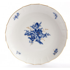 Kuchenschale, Blumenbukett, kobaltblau, Goldgräser, Goldrand, Aquatinta, ø 28 cm