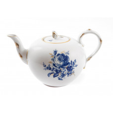 Teekanne, Blumenbukett, kobaltblau, Goldgräser, Goldrand, Aquatinta, V 1,00 l