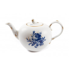 Teekanne, Blumenbukett, kobaltblau, Goldgräser, Goldrand, Aquatinta, V 1,25 l