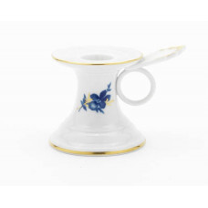 Leuchter, Blumenbukett, kobaltblau, Goldgräser, Goldrand, Aquatinta, H 7 cm