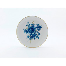 Wandschale, Blumenbukett, kobaltblau, Goldgräser, Goldrand, Aquatinta,