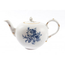 Teekanne, Blumenbukett, schieferblau, Goldrand, Aquatinta, V 1,25 l