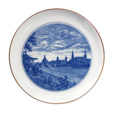 Wandschale, Dresden, Silhouette mit Frauenkirche, Goldrand, Aquatinta,