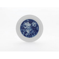 Wandschale, Weißes Rosenbukett nach Hayner, kobaltblau, weißer Rand, Aquatinta,