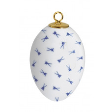 Miniatur-Ei, Markenzeichen, gestreute Schwerter, kobaltblau, wei&szlig;er Rand, H 4,5 cm
