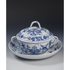 Suppennapf 3tlg., Zwiebelmuster, kobaltblau, weißer Rand, 0,70 l