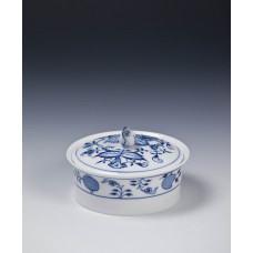 Butterdose 2-teilig, Zwiebelmuster, kobaltblau, weißer Rand, 11 cm