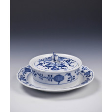 Butterdose 2-teilig, Zwiebelmuster, kobaltblau, weißer Rand, 18 cm