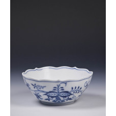 Sch&uuml;ssel, rund, Zwiebelmuster, kobaltblau, wei&szlig;er Rand, 16 cm