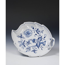 Konfektblatt, Zwiebelmuster, kobaltblau, weißer Rand, L 26 cm