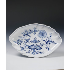 Konfektblatt, Zwiebelmuster, kobaltblau, weißer Rand, 27 cm