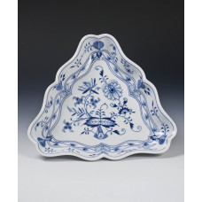 Beilageschale, Zwiebelmuster, kobaltblau, weißer Rand, L 26 cm