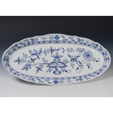 Fischplatte, Zwiebelmuster, kobaltblau, weißer Rand, L 55 cm