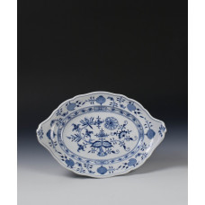 Schale zu 00026, Zwiebelmuster, kobaltblau, wei&szlig;er Rand, 34,5 cm