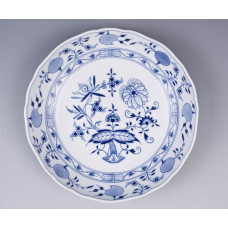 Beilageschale rund, Zwiebelmuster, kobaltblau, weißer Rand, 28 cm
