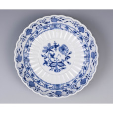 Beilageschale rund,gemuschelt, Zwiebelmuster, kobaltblau, weißer Rand, ø 20 cm
