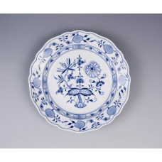 Sch&uuml;ssel, flach, Zwiebelmuster, kobaltblau, wei&szlig;er Rand, 27 cm