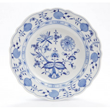 Sch&uuml;ssel, flach, Zwiebelmuster, kobaltblau, wei&szlig;er Rand, 30 cm