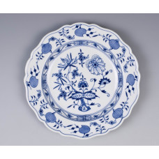 Teller, Zwiebelmuster, kobaltblau, weißer Rand, ø 23 cm