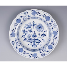 Suppenteller, Zwiebelmuster, kobaltblau, weißer Rand, ø 24 cm