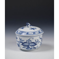 Zuckerdose, Zwiebelmuster, kobaltblau, weißer Rand, ø 10 cm