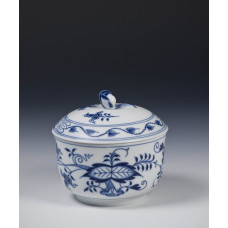 Zuckerdose, Zwiebelmuster, kobaltblau, weißer Rand,  ø 11 cm