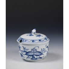 Zuckerdose, Zwiebelmuster, kobaltblau, weißer Rand, ø 12 cm