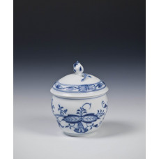 Zuckerdose, Zwiebelmuster, kobaltblau, weißer Rand, 8 cm