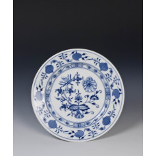 Teller, Zwiebelmuster, kobaltblau, weißer Rand, ø 19 cm
