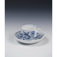 Espressotasse Glatte Form, Zwiebelmuster, kobaltblau, weißer Rand, V 0 l