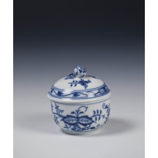 Zuckerdose, Zwiebelmuster, kobaltblau, weißer Rand, 7,5 cm