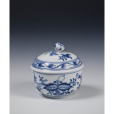 Zuckerdose, Zwiebelmuster, kobaltblau, weißer Rand, 9 cm