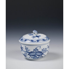 Zuckerdose, Zwiebelmuster, kobaltblau, weißer Rand, 10 cm