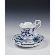 Tasse m.U., Zwiebelmuster, kobaltblau, weißer Rand, 0,1 l