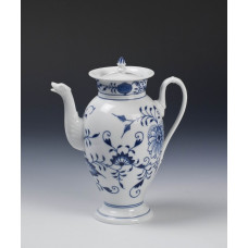 Mokkakanne, Zwiebelmuster, kobaltblau, weißer Rand, 0,65 l