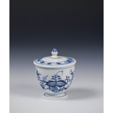 Zuckerdose, Zwiebelmuster, kobaltblau, weißer Rand, 8,5 cm
