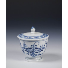 Zuckerdose, Zwiebelmuster, kobaltblau, weißer Rand, 10 cm