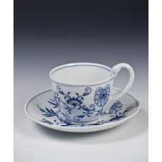 Tasse m.U., Zwiebelmuster, kobaltblau, weißer Rand, 0,19 l