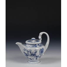 Teekanne, Zwiebelmuster, kobaltblau, weißer Rand, 0,35 l