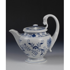 Teekanne, Zwiebelmuster, kobaltblau, weißer Rand, 1,3 l