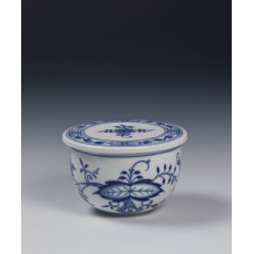 Zuckerdose, Zwiebelmuster, kobaltblau, weißer Rand, 9,5 cm