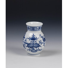 Vase, Zwiebelmuster, kobaltblau, weißer Rand, H 8,5 cm