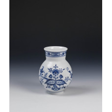 Vase, Zwiebelmuster, kobaltblau, weißer Rand, H 12,5 cm