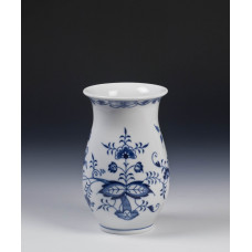 Vase, Zwiebelmuster, kobaltblau, weißer Rand, H 16 cm